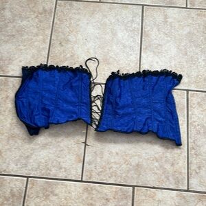 Vintage Empire Intimates Blue Corset with Black Lace